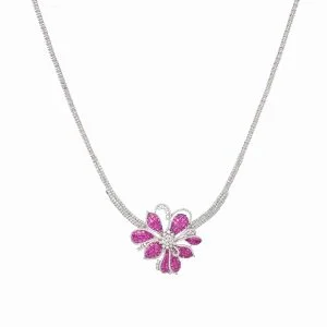 Tiesh Gala Necklace with Rubies and Diamonds in 18kt White Gold