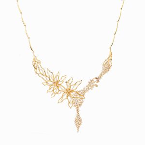 Tiesh Elegant Designer Necklace with American Diamonds in 22kt gold