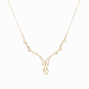 Tiesh Bold Necklace with American Diamonds in fine 22kt gold
