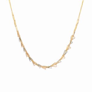 Tiesh Tri-Colour, Rhodium Plated Designer Necklace in 22kt gold