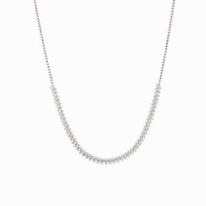 Tiesh Petite Necklace with Diamonds in 18kt White Gold