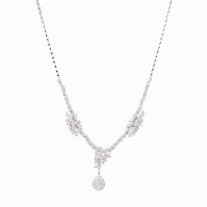 Tiesh Bedazzled Necklace with Diamonds in 18kt White Gold