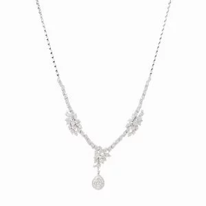Tiesh Bedazzled Necklace with Diamonds in 18kt White Gold