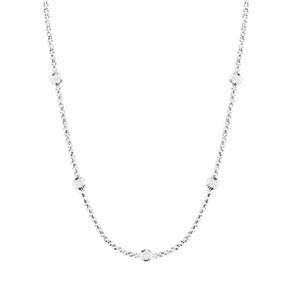 Tiesh Delicate Necklace with Diamonds in 18kt White Gold