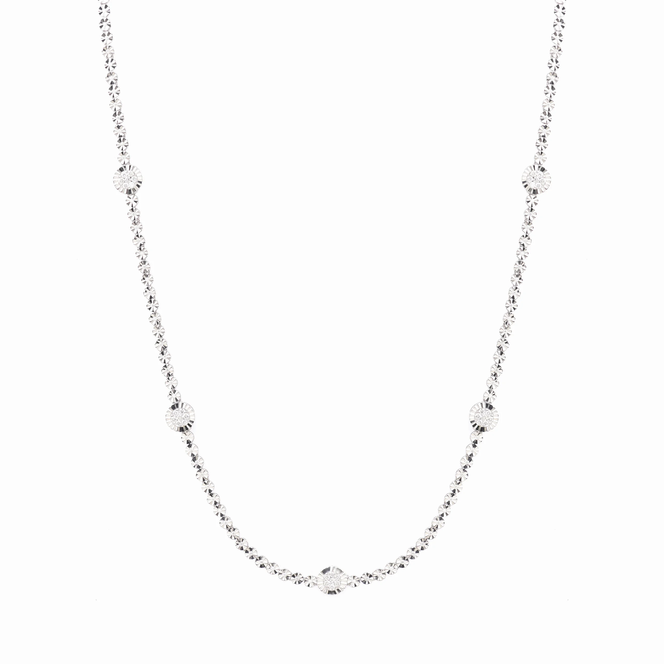 Tiesh Delicate Necklace with Diamonds in 18kt White Gold