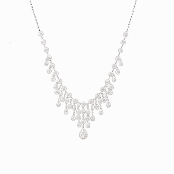 Tiesh Cocktail Necklace with Diamonds 18kt White Gold