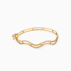 Tiesh 22kt Gold Dual Wave Bangle for Moments That Matter