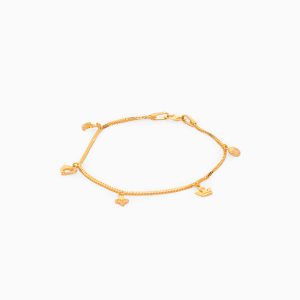 Tiesh Delicate 22kt Gold Charm Bracelet