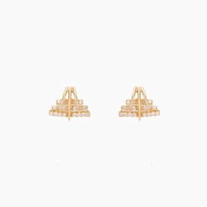 Tiesh 22kt Gold Pyramid Earrings with American Diamonds