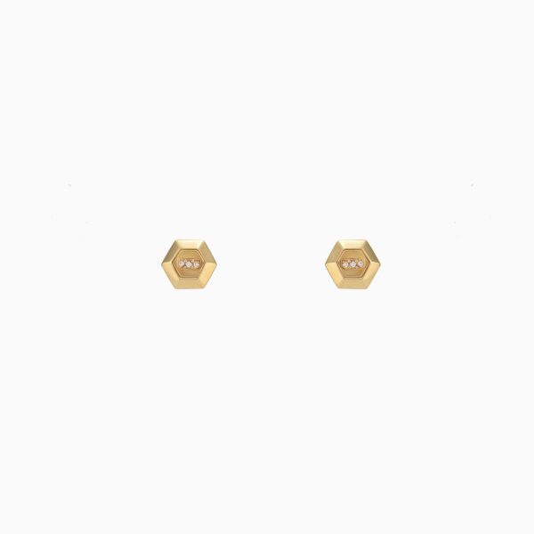 Tiesh Artisan Hexagon Earrings Made of Pure 22kt Gold