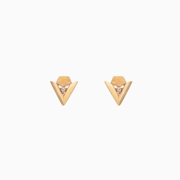 Tiesh Triangular 22kt Gold Earrings with American Diamonds