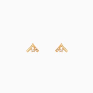 Tiesh Artisan Arrow Stud Earrings Made of 22kt Gold Set with American Diamonds