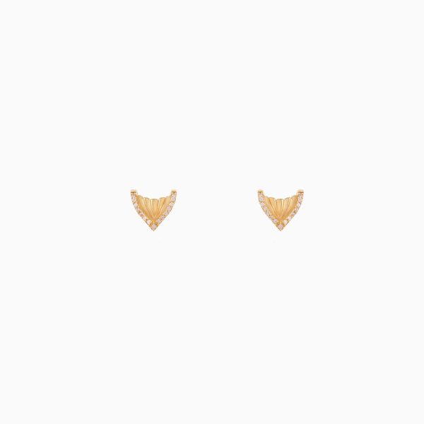 Tiesh Artisan Stud Earrings Made of 22kt Gold Set with American Diamonds