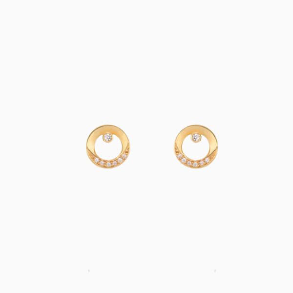 Tiesh 22kt Gold Spherical Earrings with American Diamonds