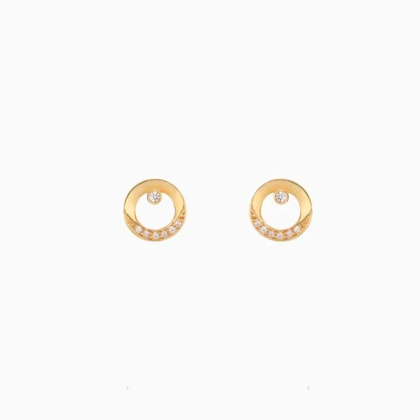 Tiesh 22kt Gold Spherical Earrings with American Diamonds