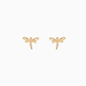Tiesh Butterfly-Inspired 22kt Gold Stud Earrings with American Diamonds