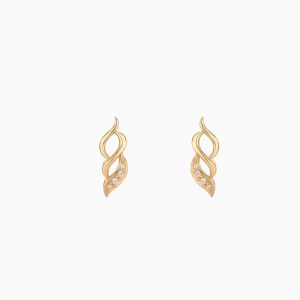 Tiesh Conch-Shaped 22kt Gold Earrings with American Diamonds