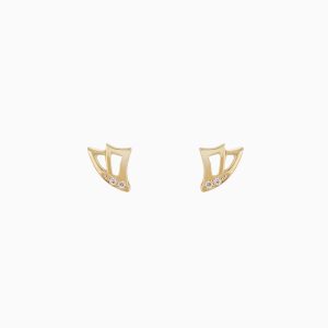Tiesh 22kt Gold Wing-Inspired Delicate Stud Earrings with American Diamonds