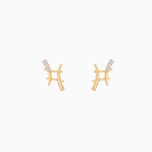 Tiesh Intricate 22kt Gold Stud Earrings with American Diamonds