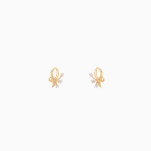 Tiesh Artisan Bow Earrings Made of Pure 22kt Gold Set with American Diamonds