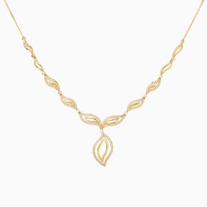 Tiesh Radiant Luxe Necklace with American Diamonds in 22kt Gold