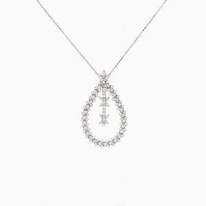 Tiesh 18kt White Gold Teardrop Necklace Set with Diamonds