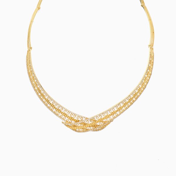 Tiesh Bridal Necklace Made of 22kt Gold and set with American Diamonds