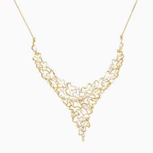 Tiesh Diamond and 22kt Gold Wedding Necklace