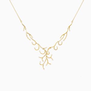 Tiesh Brilliant Gold Necklace with American Diamonds in 22kt Gold