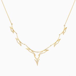 Tiesh Gilded Splendor Necklace with American Diamonds in 22kt Gold