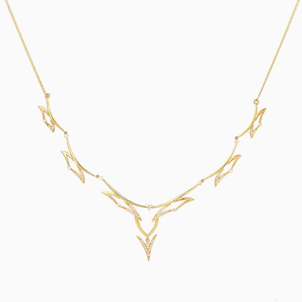 Tiesh Gilded Splendor Necklace with American Diamonds in 22kt Gold