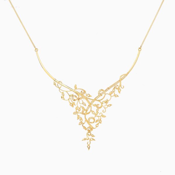 Tiesh Diamond Studded Cocktail Necklace in 22kt Gold for Moments that Matter
