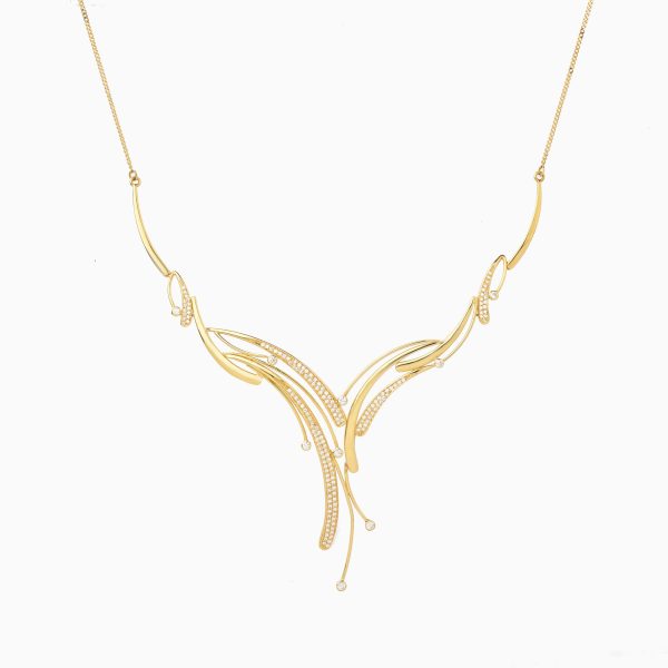 Tiesh Diamond-Emblazoned Necklace in 22kt Gold for Moments that Matter