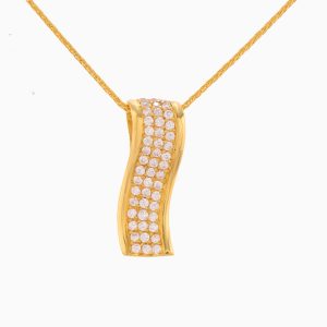 Tiesh Lustrous Moment Pendant with American Diamonds in 22kt Gold