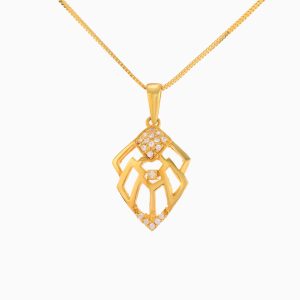 Tiesh Intricate Pendant with American Diamonds in 22kt Gold