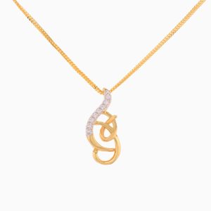 Tiesh Musical Note-Inspired Pendant with American Diamonds in 22kt Gold