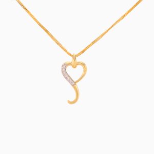 Tiesh Heart-Shaped Harmony Pendant with American Diamonds in 22kt Gold