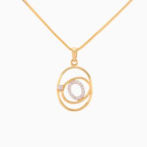 Tiesh Encircled Pendant with American Diamonds in 22kt Gold