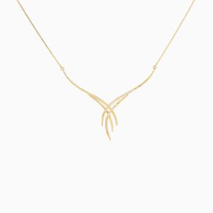 Tiesh 22kt Gold Delicate Cocktail Necklace with American Diamonds