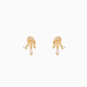 Tiesh 22kt Gold Stud Earrings Set with American Diamonds