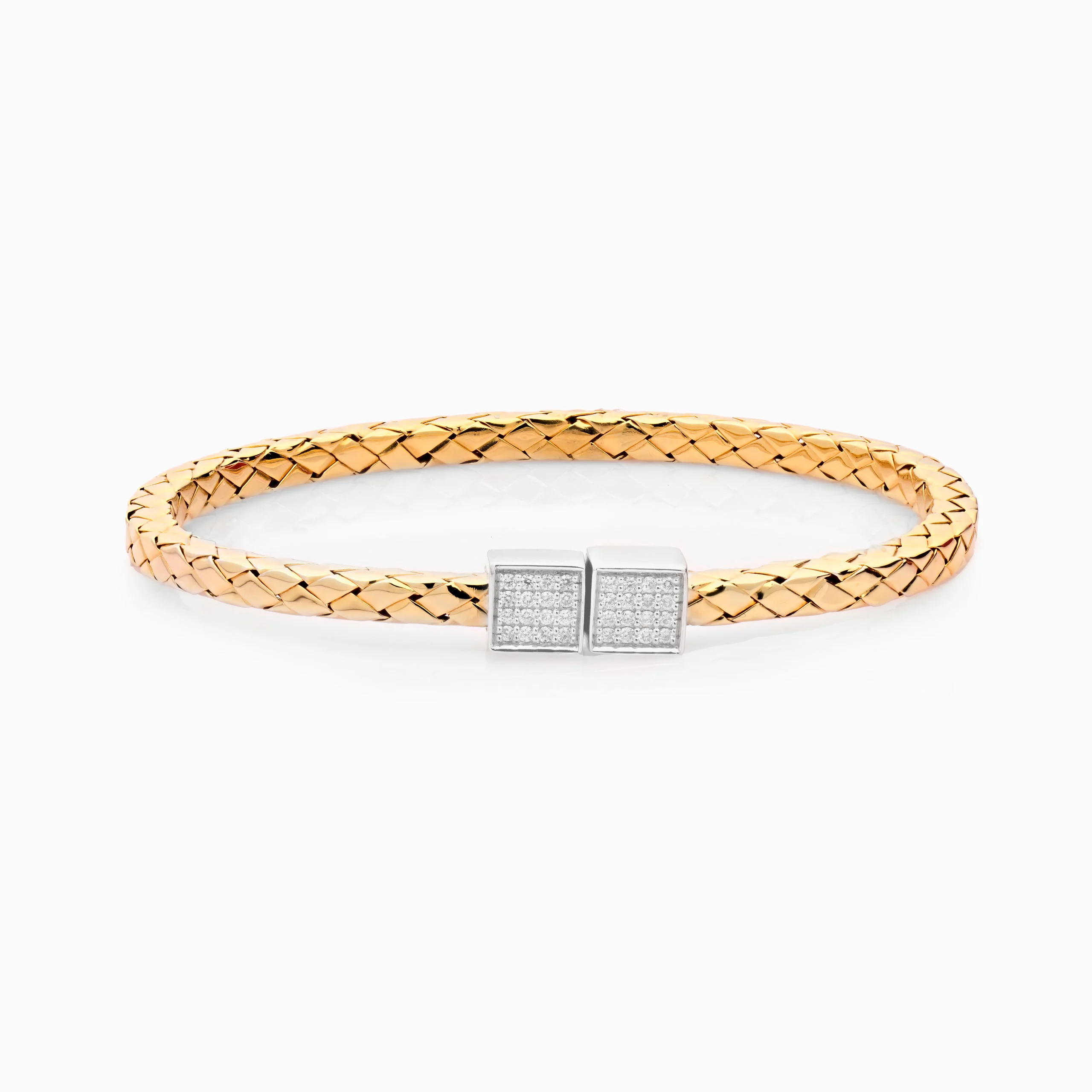 18kt Yellow Gold White Gold Bangle with Diamonds