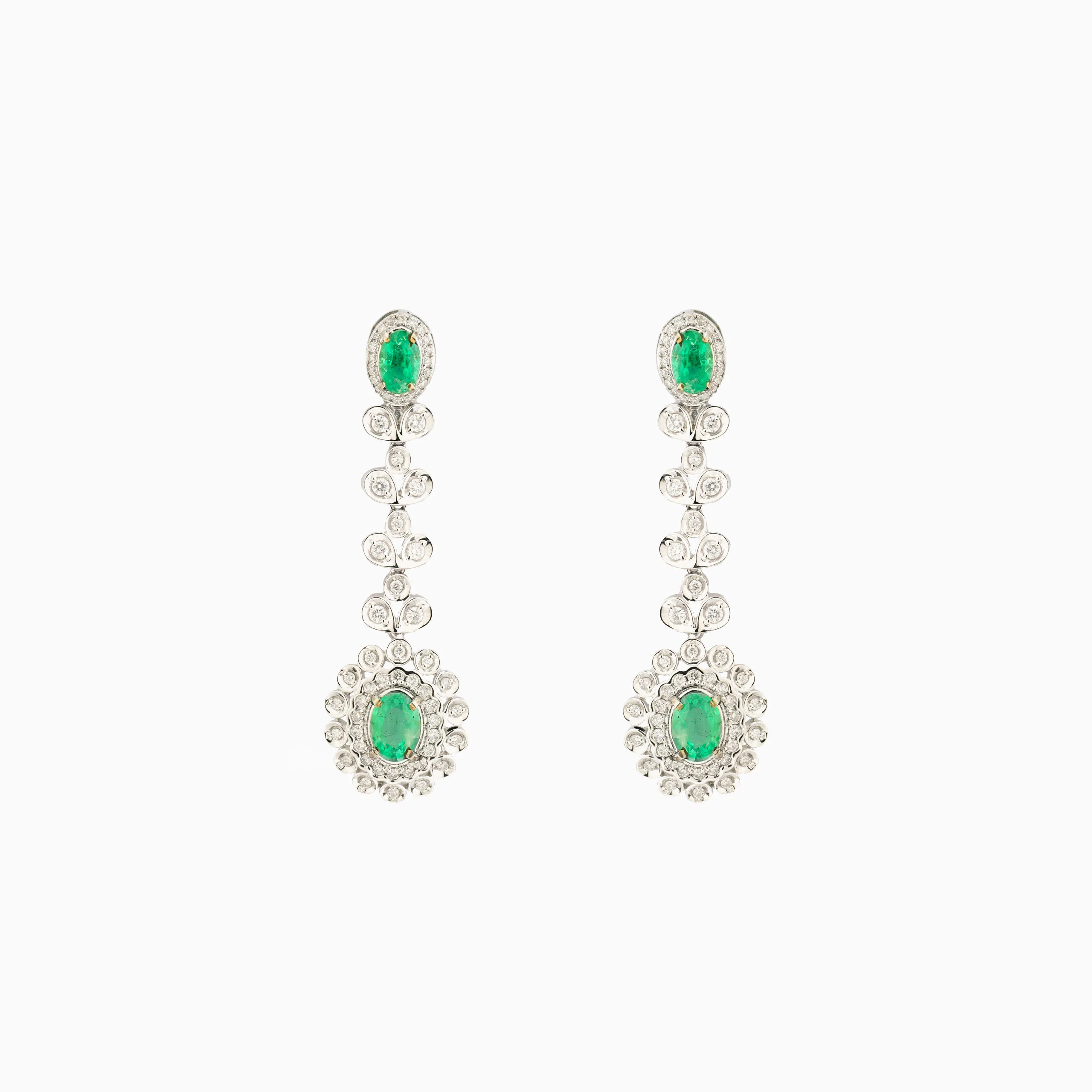 14kt Yellow Gold Earring with Emeralds and Diamonds