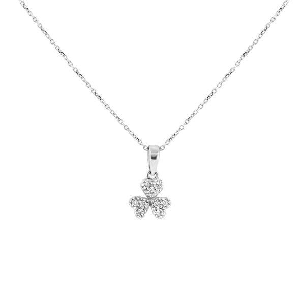 18k white gold clover diamond pendant