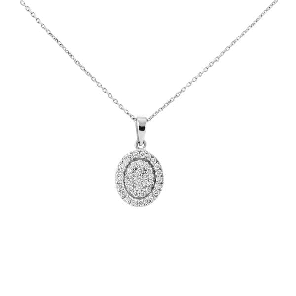 18k white gold double halo diamond pendant