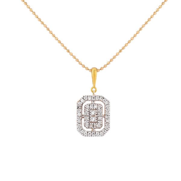 18k yellow gold layered rectangle diamond pendant