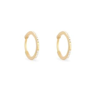 14KT Yellow Gold Diamond Hoop Earrings