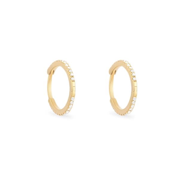 14KT Yellow Gold Diamond Hoop Earrings