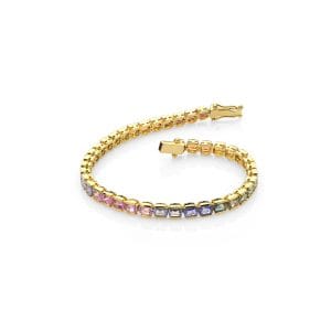 18KT YELLOW GOLD BRACELET WITH MULTI COLORED SAPPHIRES
