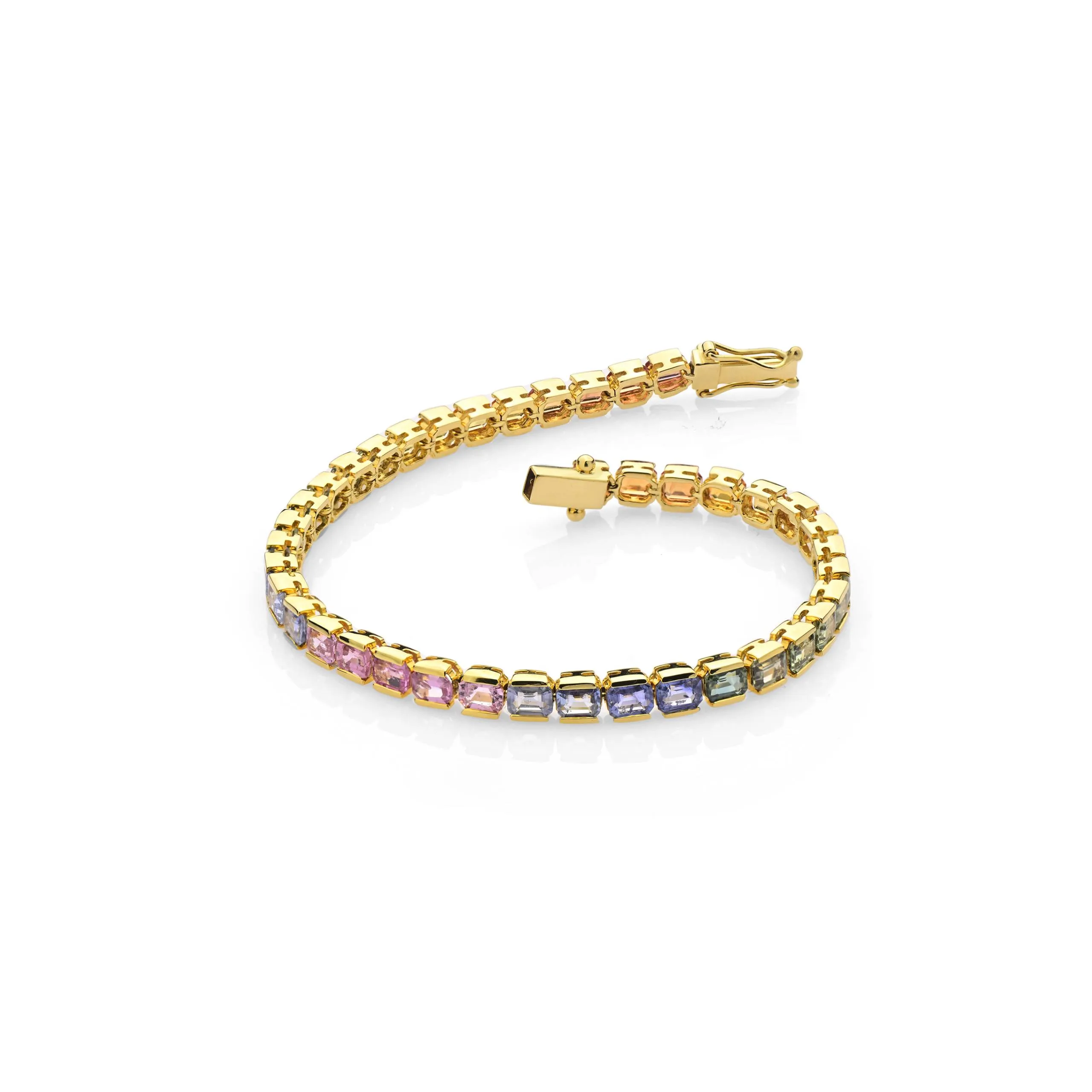 18KT YELLOW GOLD BRACELET WITH MULTI COLORED SAPPHIRES