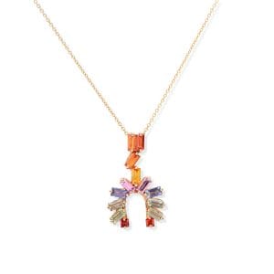 18KT ROSE GOLD PENDANT WITH MULTI COLORED SAPPHIRES